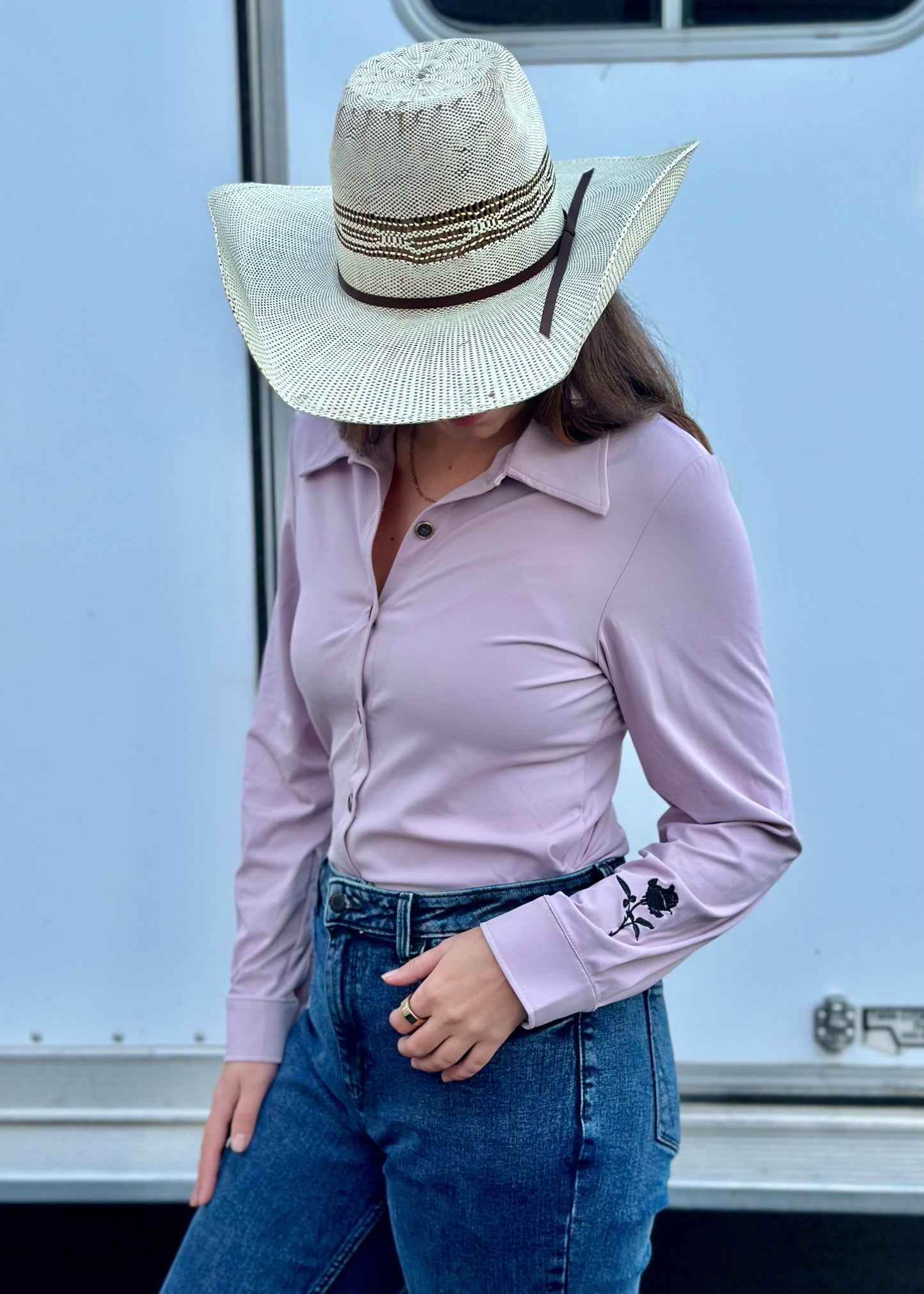 Dusty Rose Athletic Rodeo Shirt