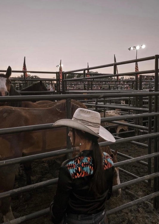 SOUTHWEST BLACK SATIN RODEO SHIRT