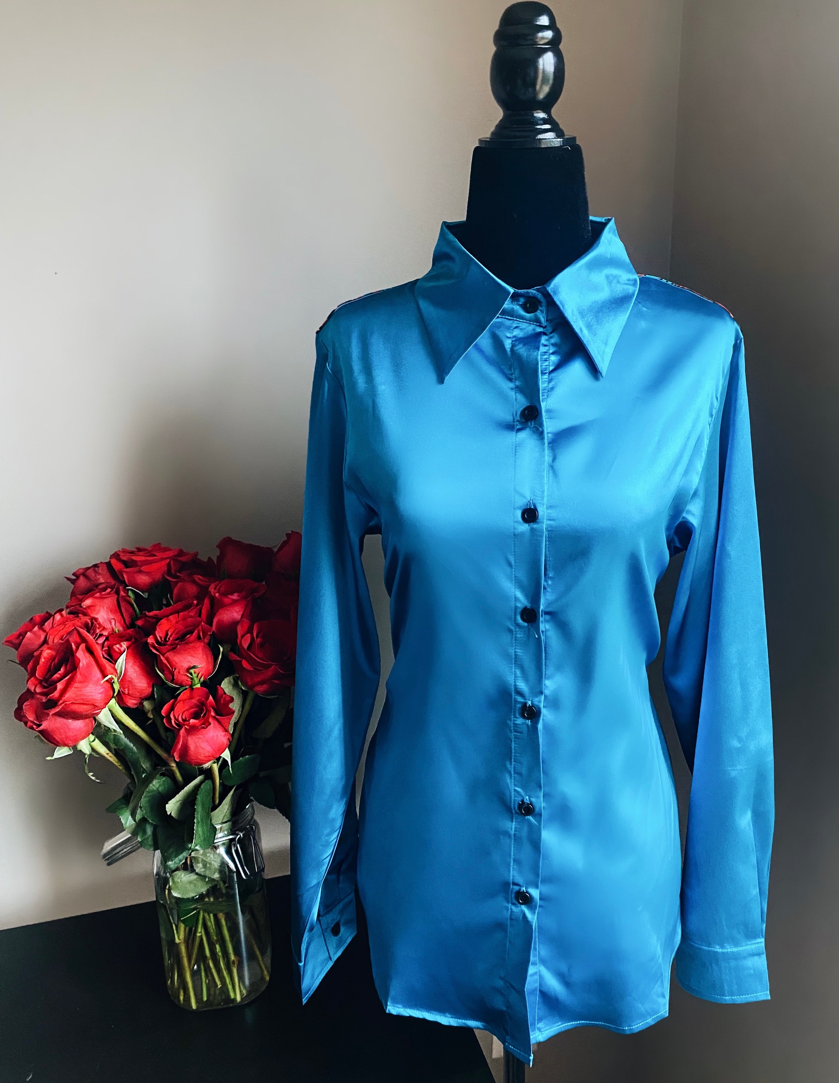 TEAL SATIN RODEO SHIRT – Ivys Rose