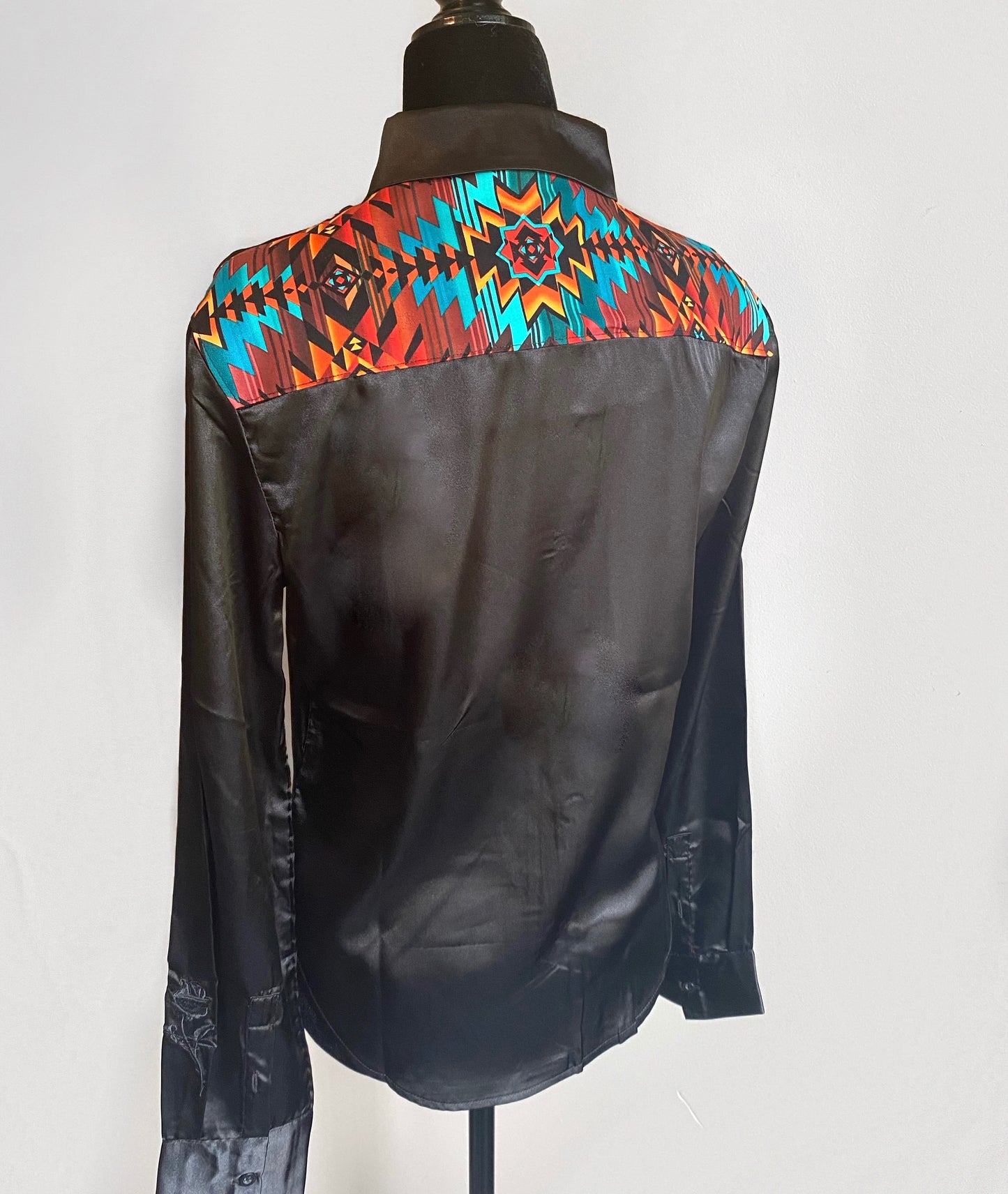 SOUTHWEST BLACK SATIN RODEO SHIRT